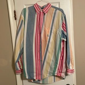 Men’s Nautica long sleeve striped denim shirt size L